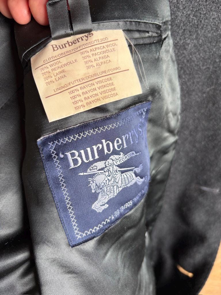 BURBERRY long Dark academia wool overcoat, Oversized winter wool jacket, Charcoal dark grey Elegant boyfriend autumn coat, Grandpa style