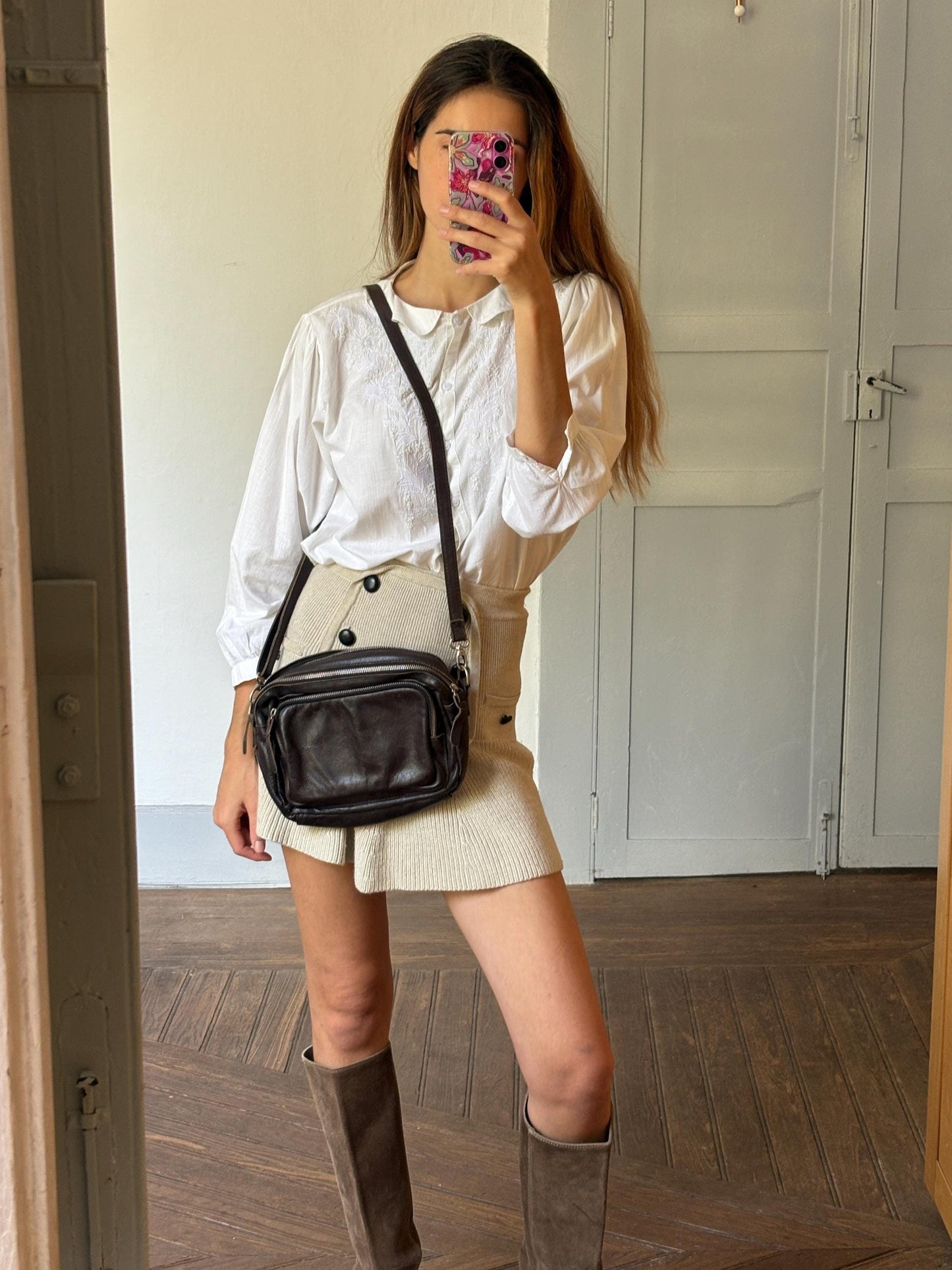 Vintage black leather COWBOYSBAG shoulder bag