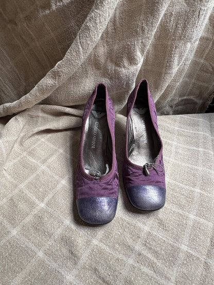 Vintage Emporio Armani Purple Kitten Heels — back view