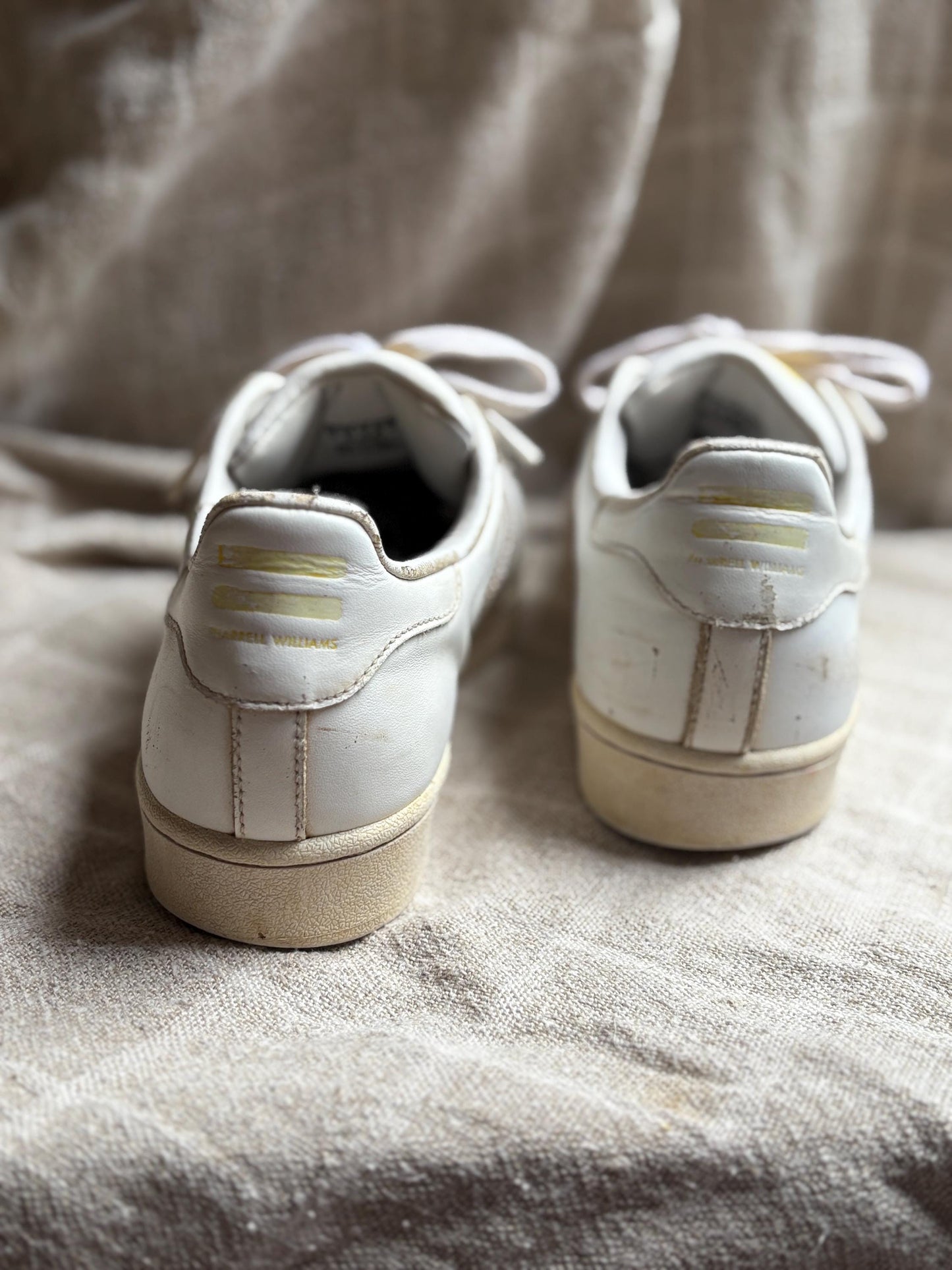 Vintage Adidas x Pharrell Williams sneakers, Flower printed sport shoes, Red - orange - yellow and white leather trainers, Size 44 - USA 10