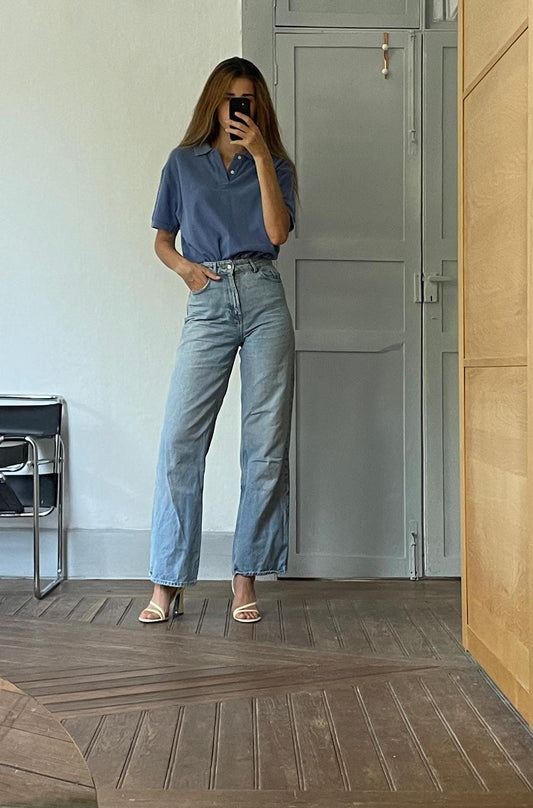 Vintage MEN'S Yves Saint Laurent blue polo shirt, 1970s designer Polo, Colourful menswear, Branded design clothing pour homme, tag size M