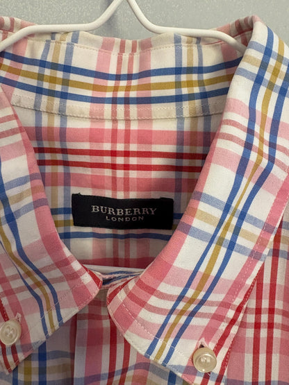 Vintage BURBERRY London light pink men blouse, Oxford designer shirt, Boxy fit,