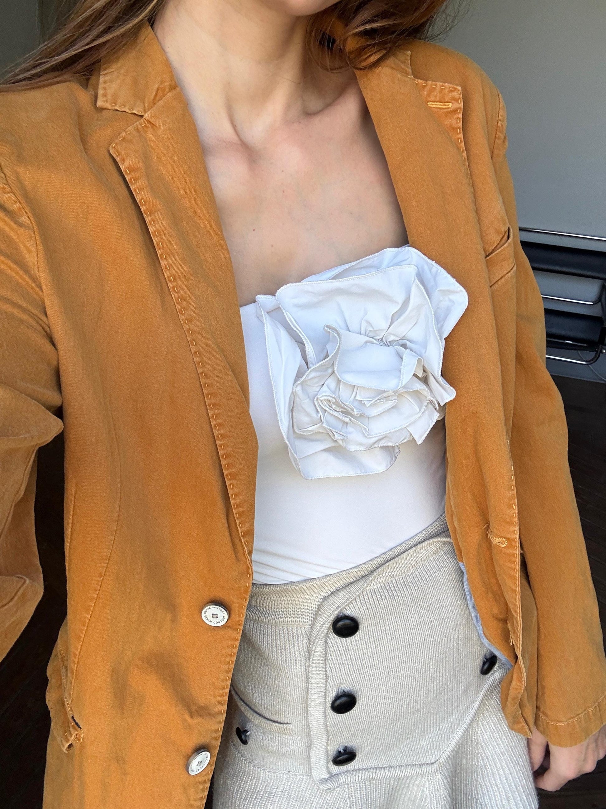 Orange earthy blazer, Vintage warm spring jacket, Colourful Emily in Paris aesthetic, Smart Girl boss clothing, M