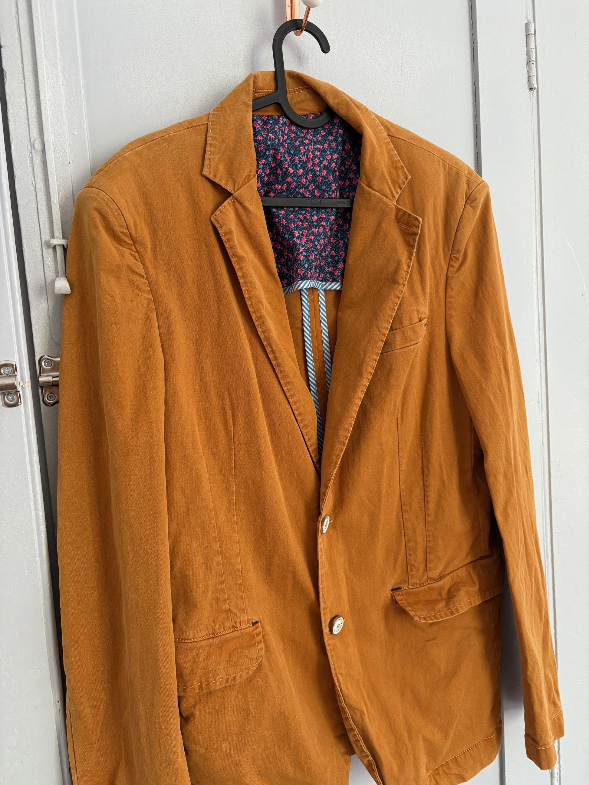 Orange earthy blazer, Vintage warm spring jacket, Colourful Emily in Paris aesthetic, Smart Girl boss clothing, M