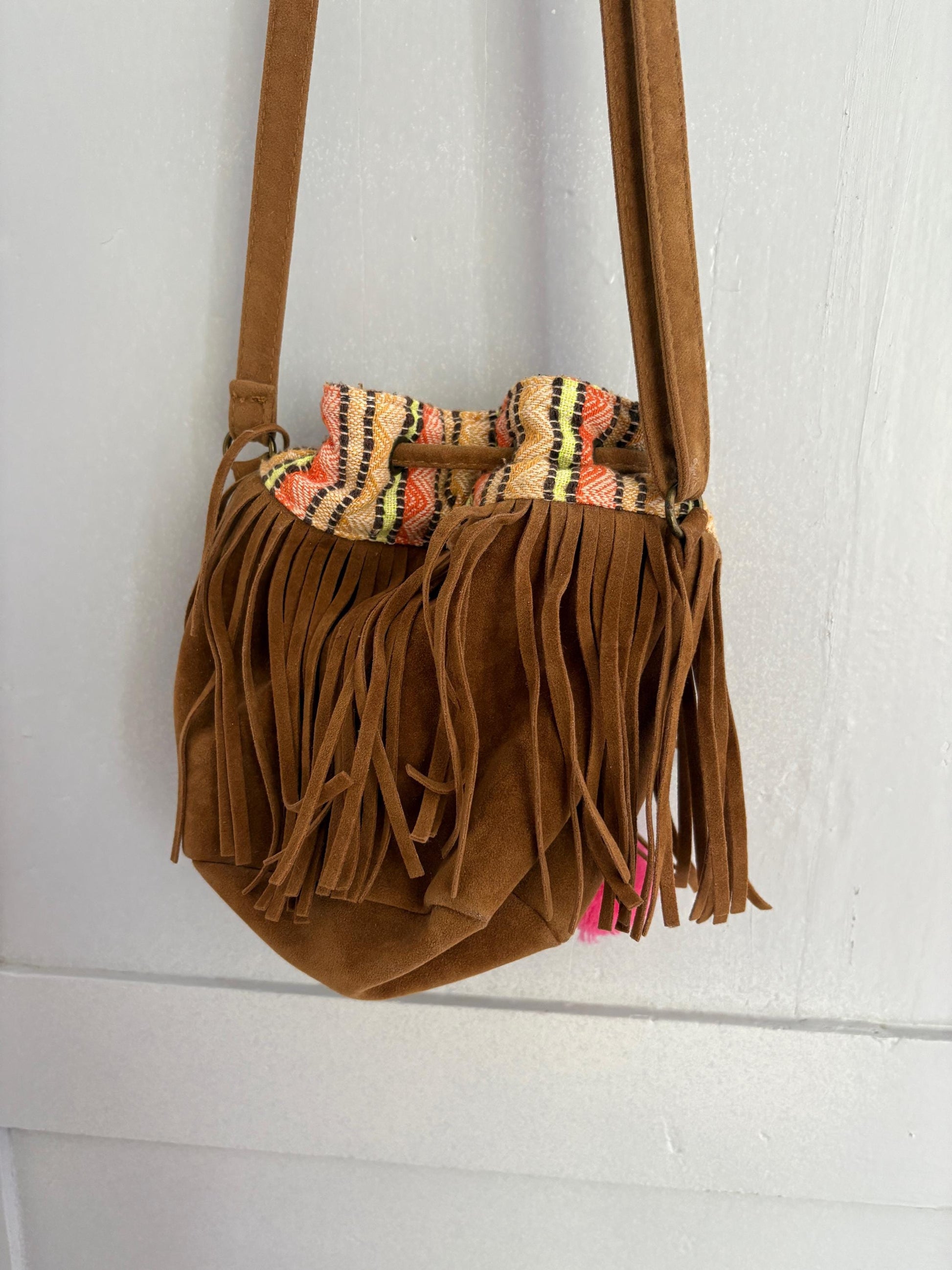 Vintage Boho Fringe Crossbody Bag | Festival Pom-Pom Mini Purse