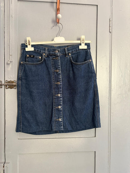 Vintage Blue Denim Button-Down Skirt — additional view 6