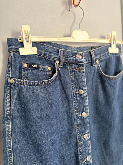 Vintage Blue Denim Button-Down Skirt — additional view 7