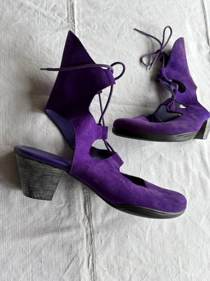 Purple Suede Open Work Summer Sandals — additional view 5
