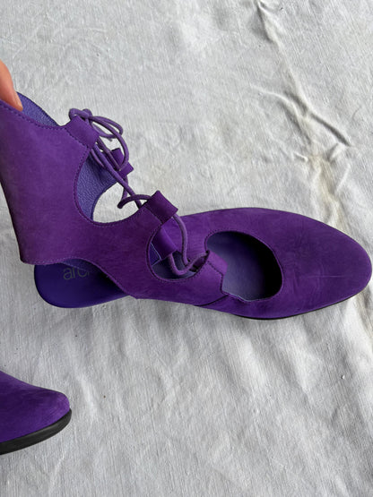 Purple Suede Open Work Summer Sandals — additional view 7