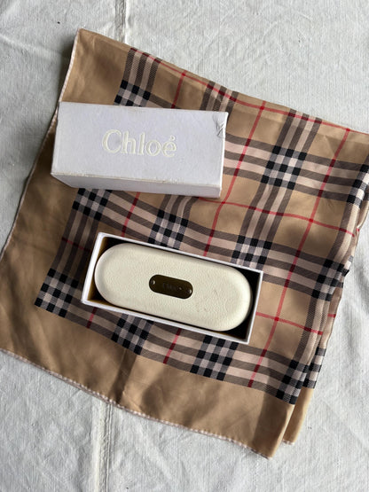 Vintage Chloe Sunglasses with Original Box — fabric close-up