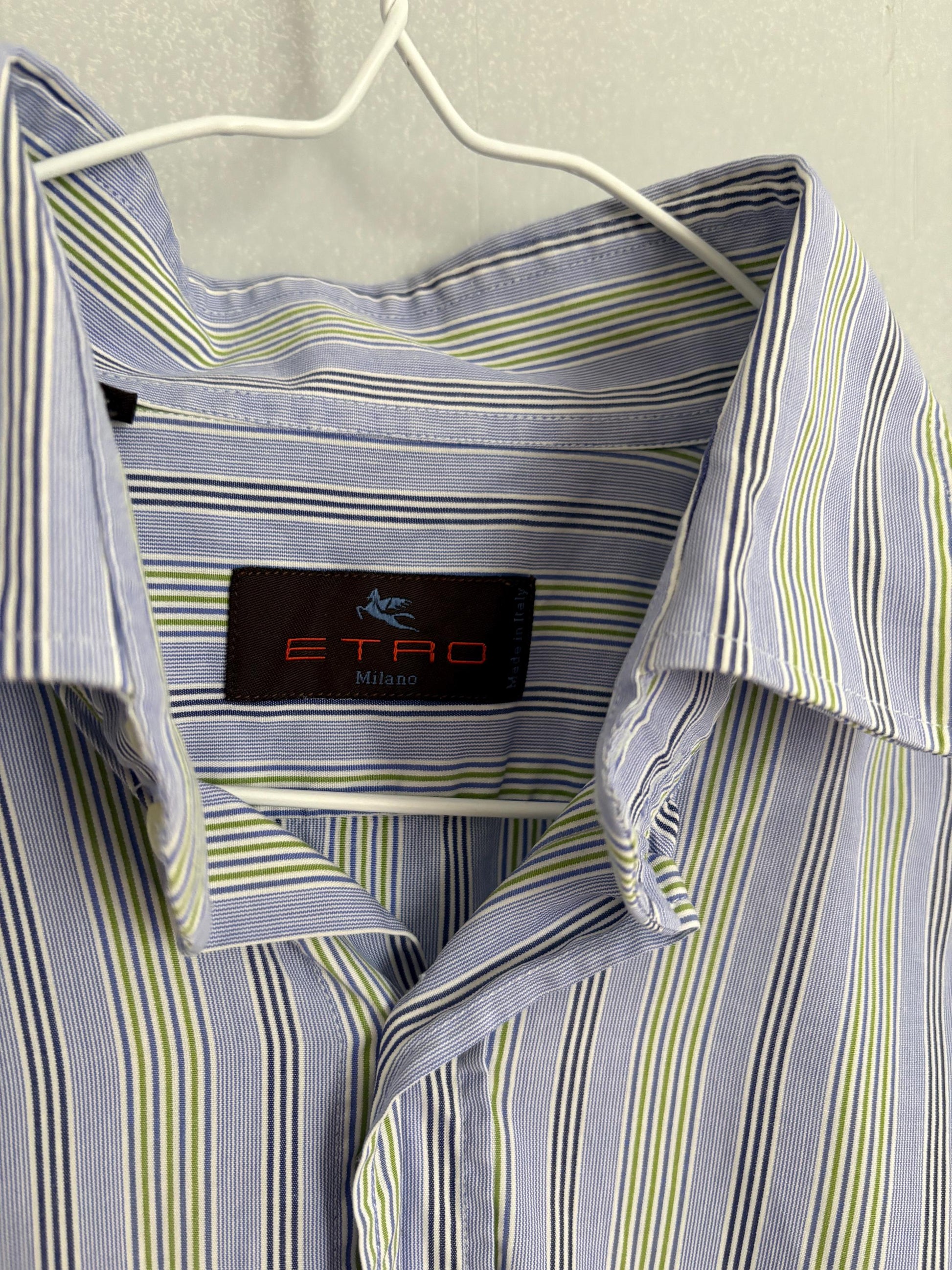 Vintage ETRO Milano Striped Button-Up – Genderless Italian Core