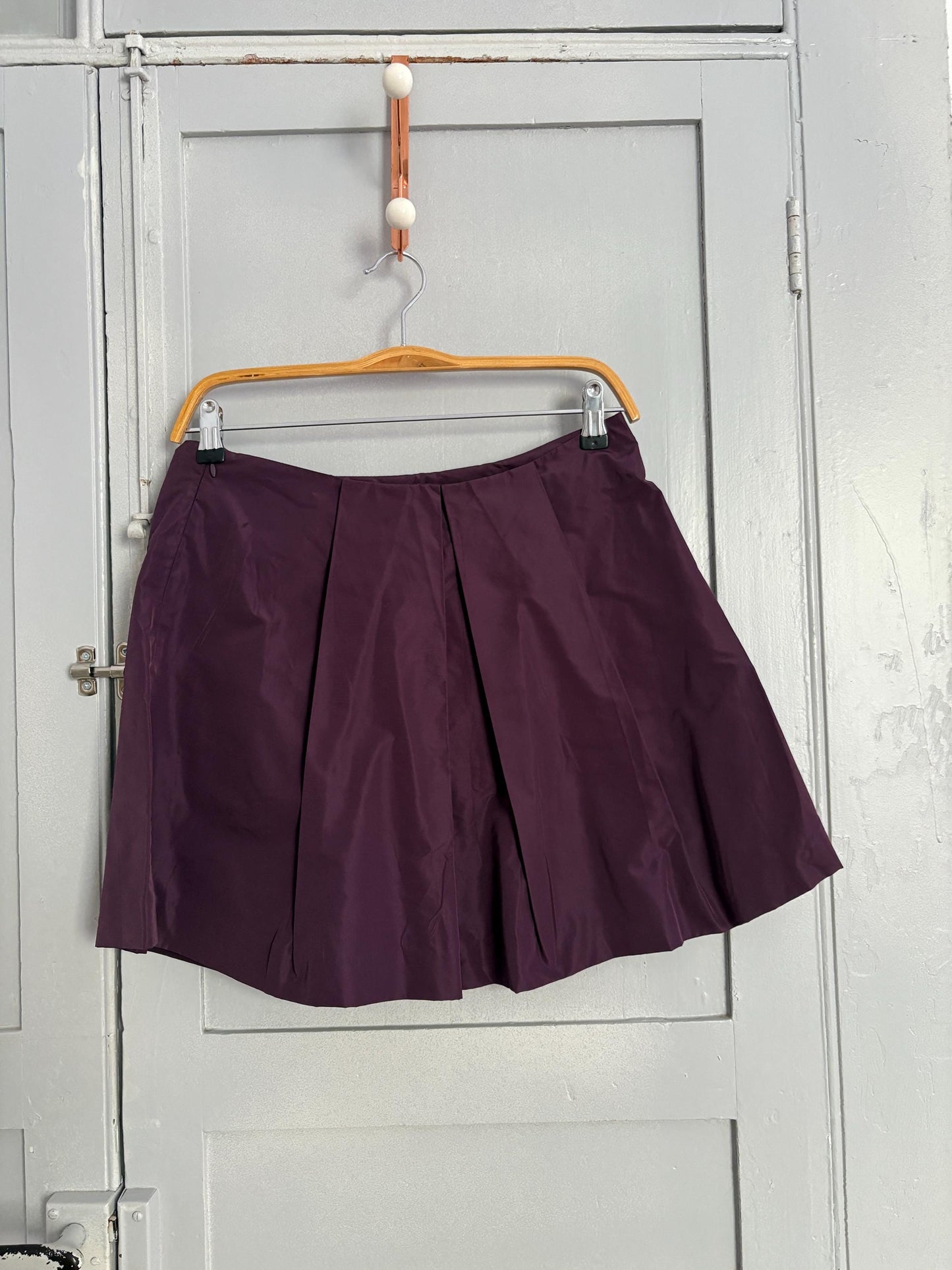 Vintage Miu Miu Purple Pleated Mini Skirt, Made in Italy Designer School Girl Skirt, Stylish Retro Aesthetic Cotton Blend 37cm Waist