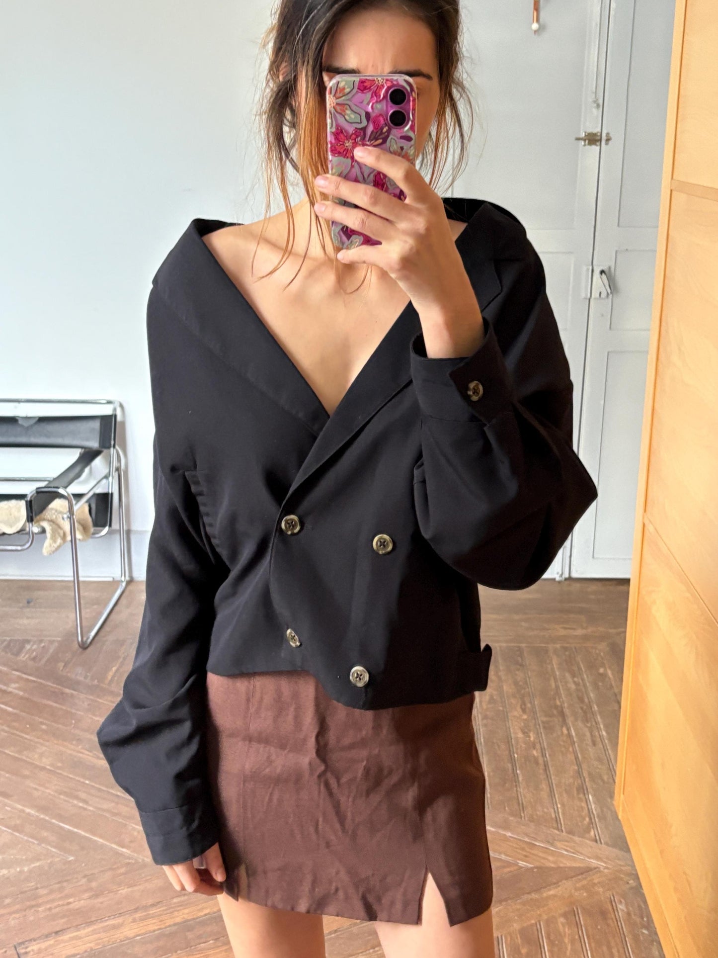 Vintage Italian Designer Power Shoulder Jacket — back view