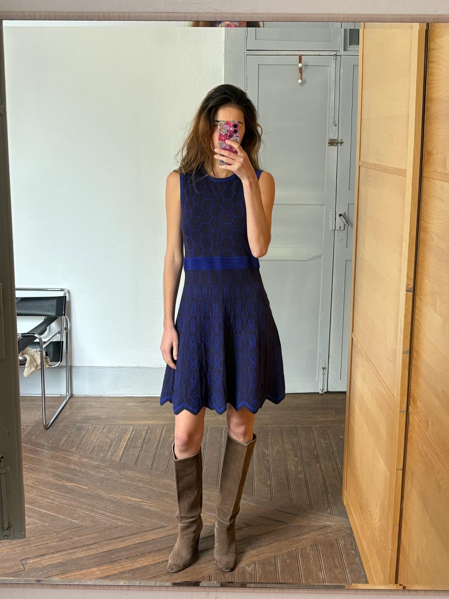 Vintage Karen Millen Sleeveless Knit Dress — fabric close-up
