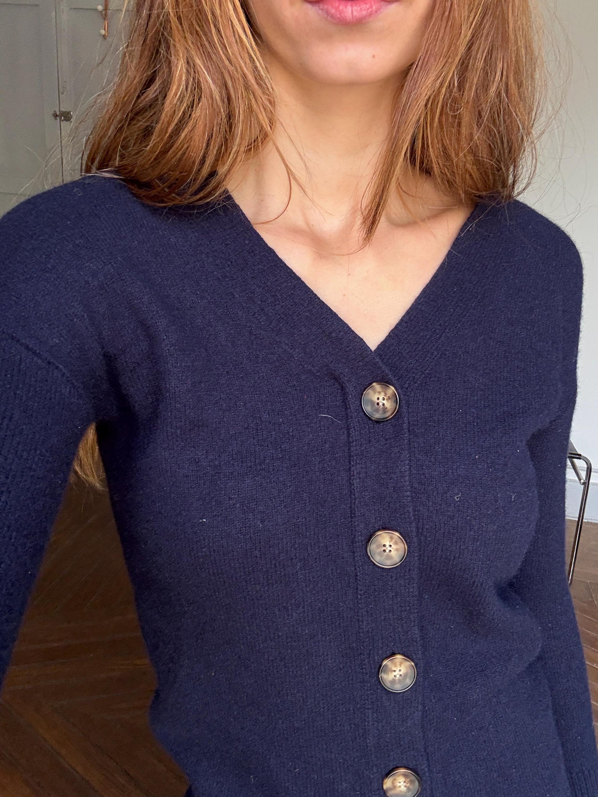 Vintage Navy Wool Blend Mini Dress | Massimo Dutti | Cozy Y2K Academia Fit