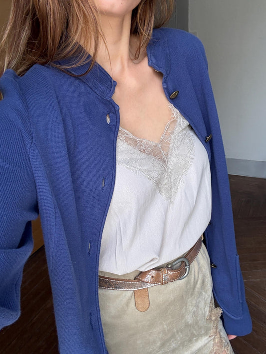 Vintage Ralph Lauren Navy Cardigan | French Girl Fit | 90s Preppy Academia Vibes