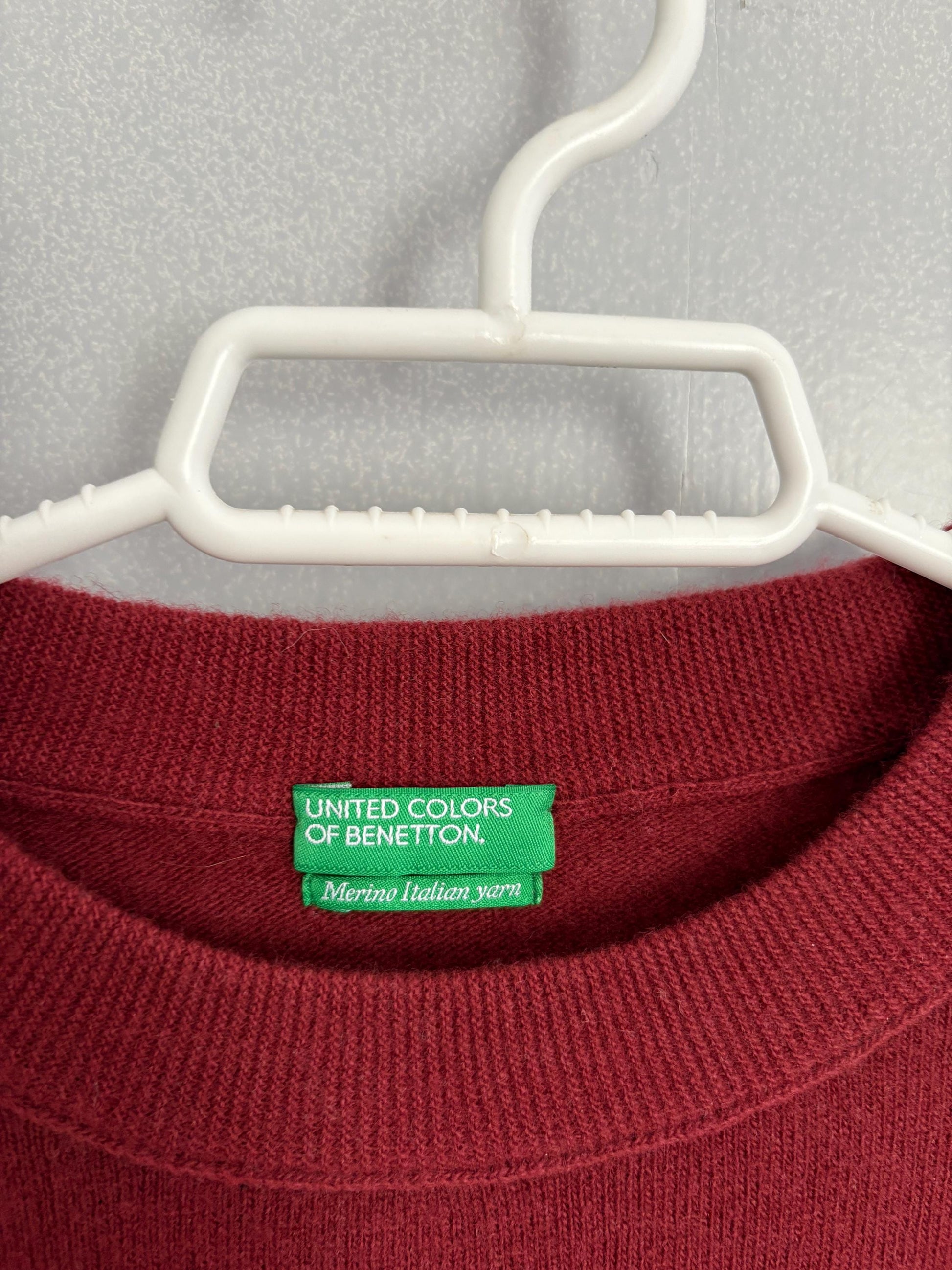 Vintage burgundy red merino wool mini dress, Cozy winter half sleeve simple dress
