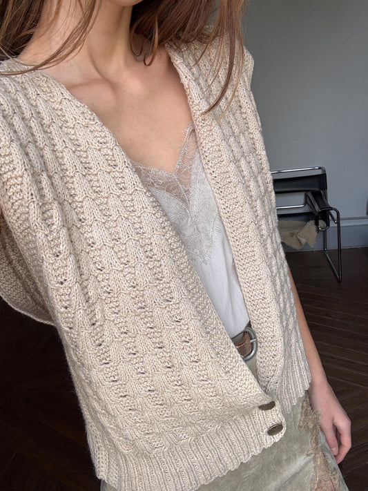 Cream Knit Sweater Vest | Vintage Academia Sleeveless Cardigan