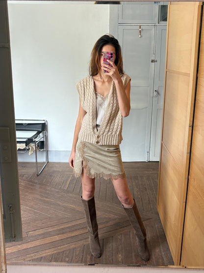 Cream Knit Vintage Sleeveless Vest — additional view 7