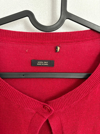 Vintage Red Silk Wool Cardigan — additional view 8
