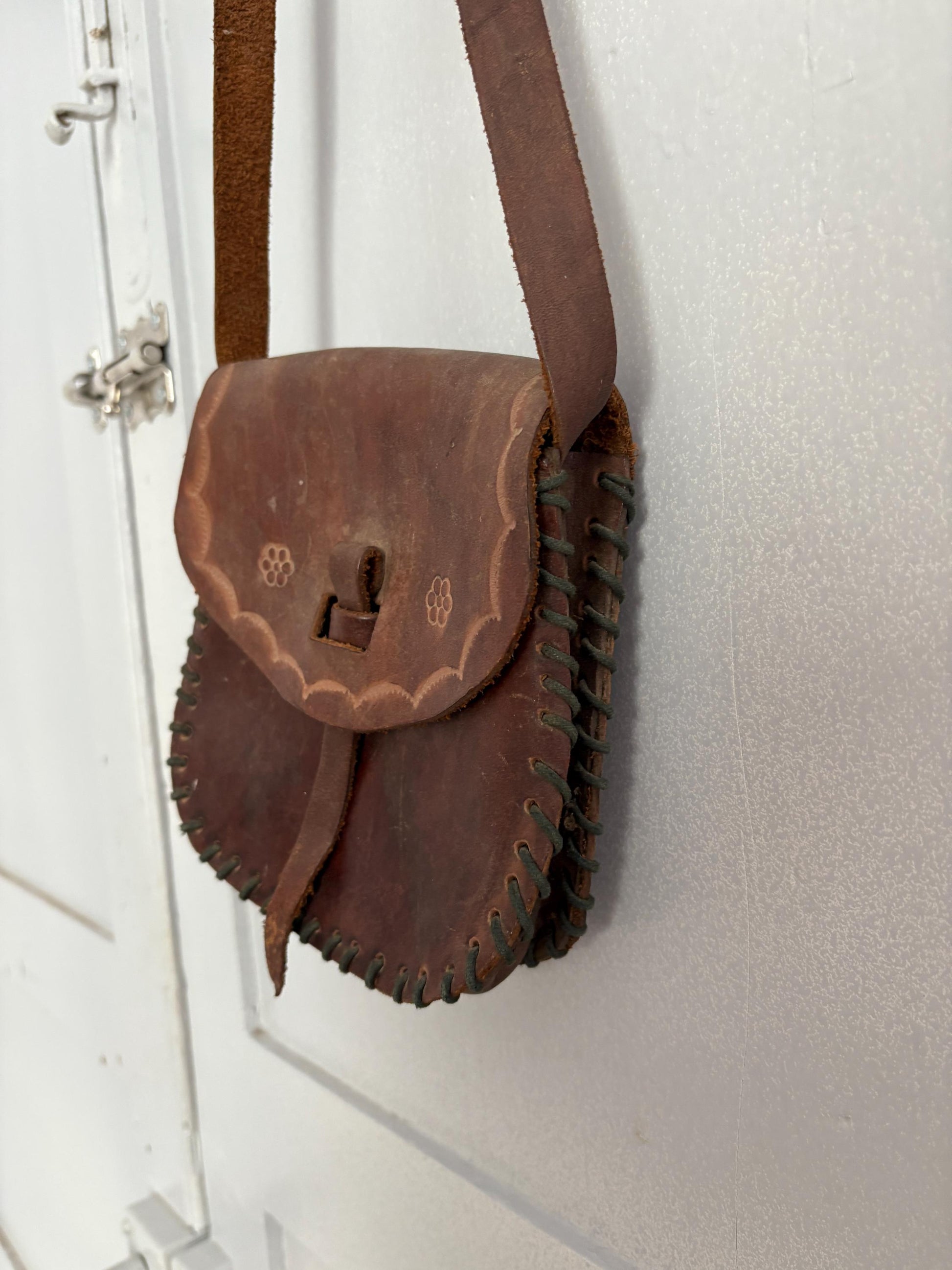 Vintage Hand-Tooled Leather Mini Shoulder Bag | Boho Festival Crossbody