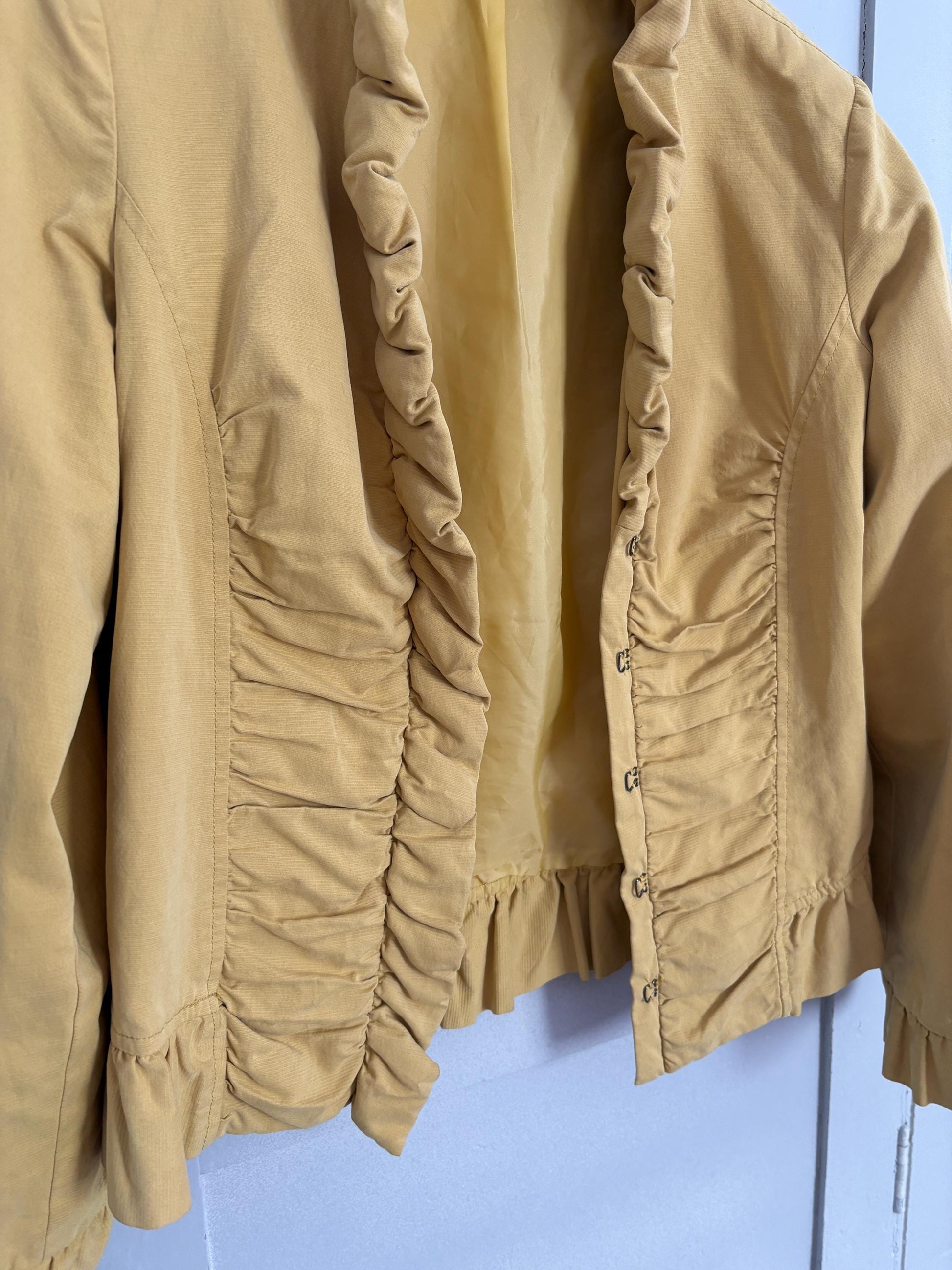 Vintage Ruffle Jacket | Soft Yellow La Ligna Blazer | 90s Feminine Academia
