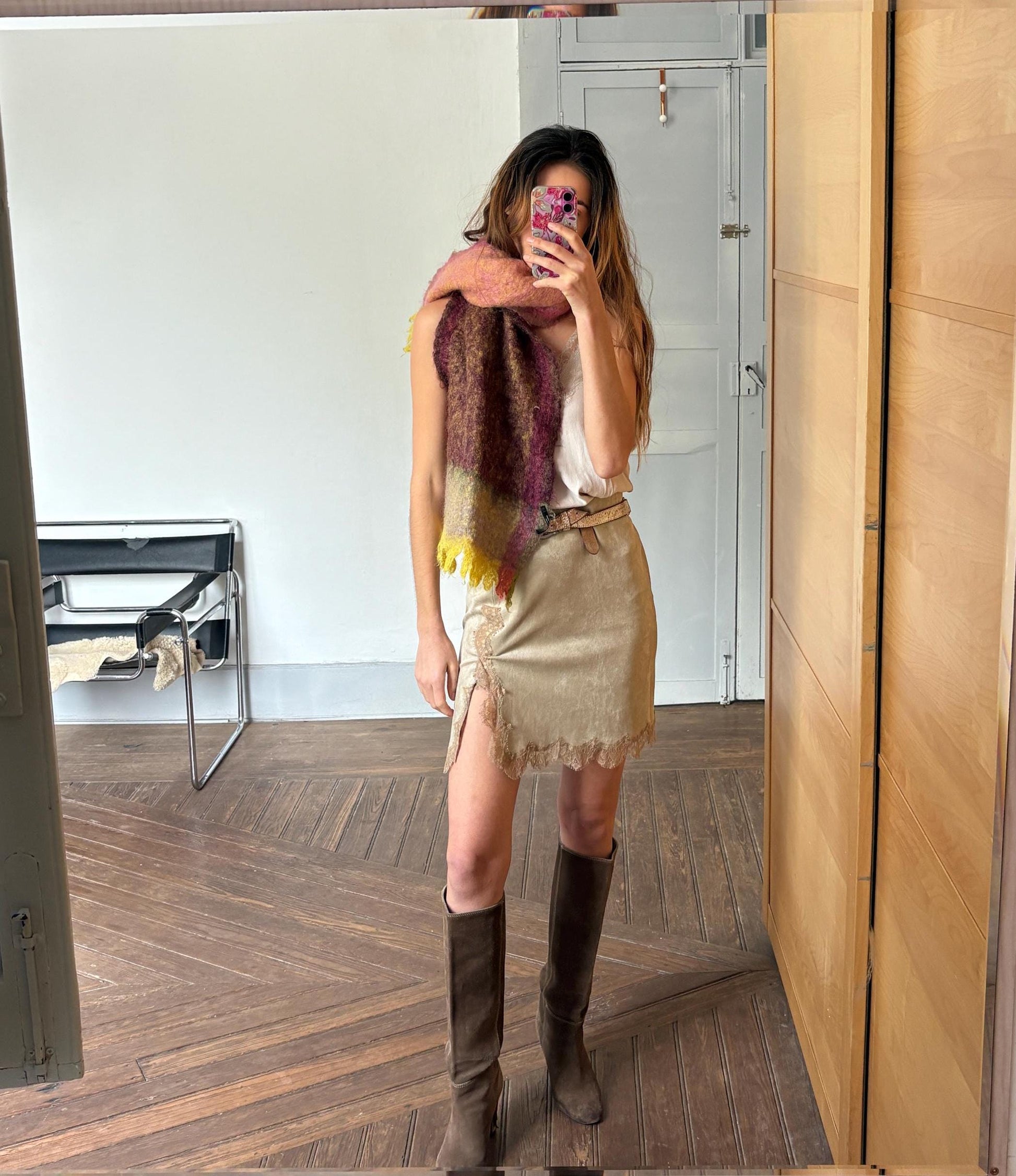 Mohair scarf, fluffy wide blend winter scarf, rainbow plaid scarf, fringe plaid scarf, cozy scarf, shawl, Christmas gift