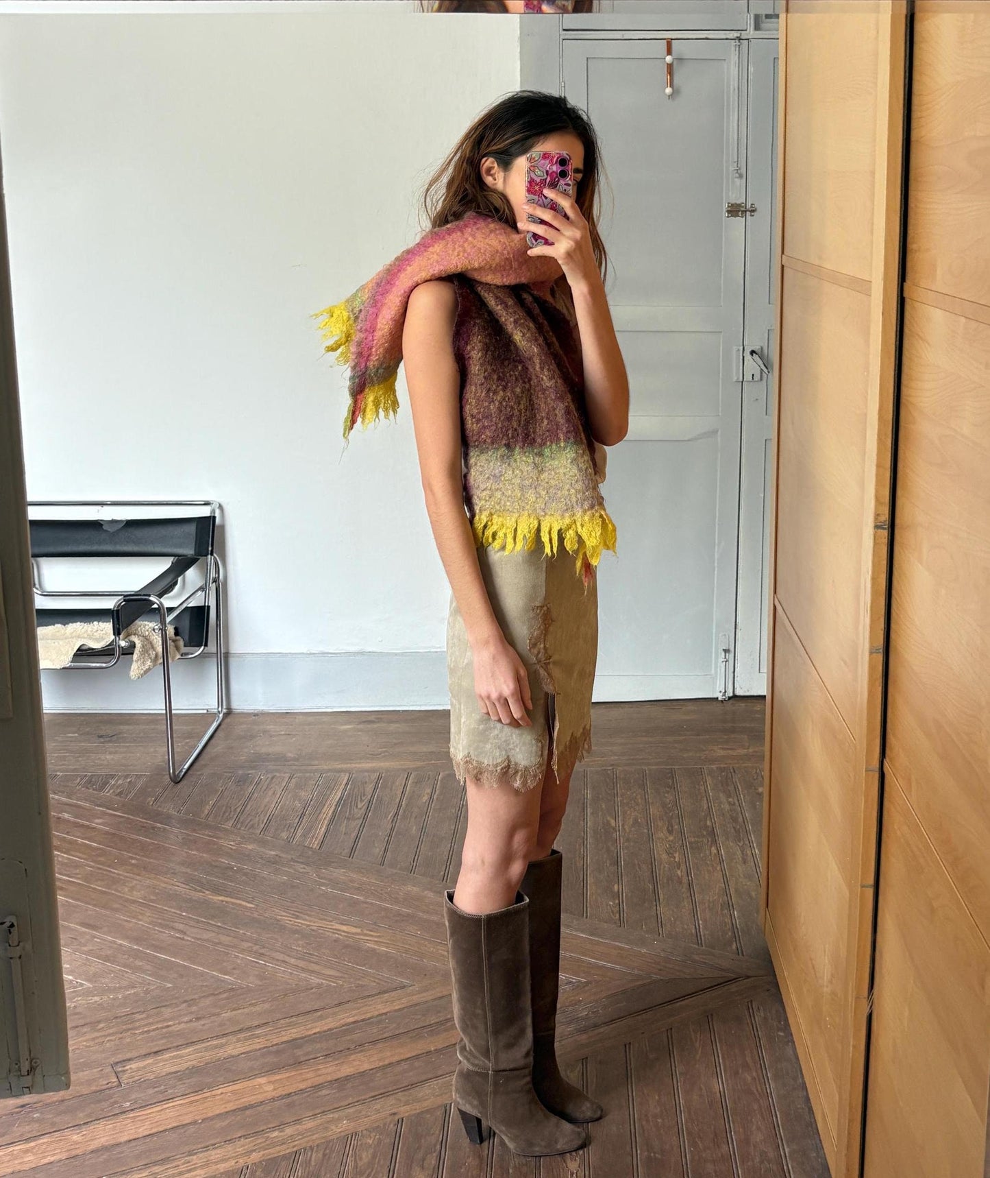 Mohair scarf, fluffy wide blend winter scarf, Christmas gift