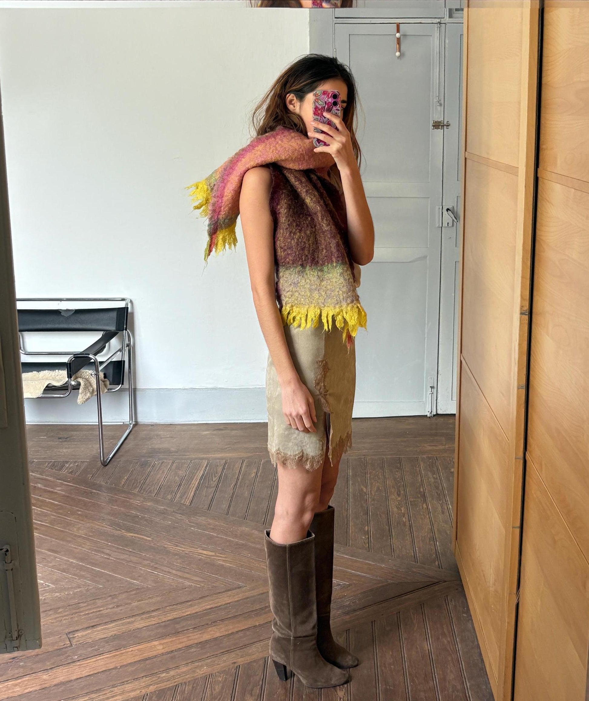 Mohair scarf, fluffy wide blend winter scarf, Christmas gift