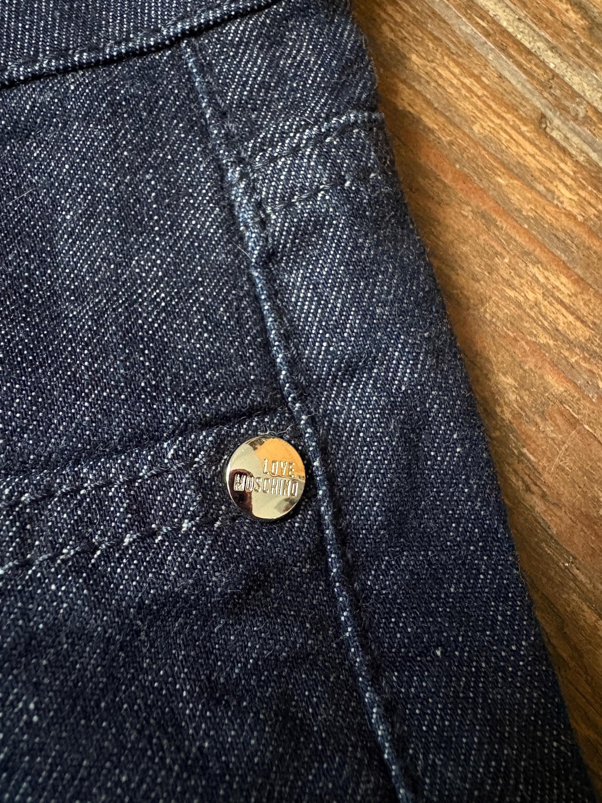 Vintage Love Moschino jeans, Low waisted fit skinny denim pants, Y2k Britney Spears aesthetic, 26, XS - S