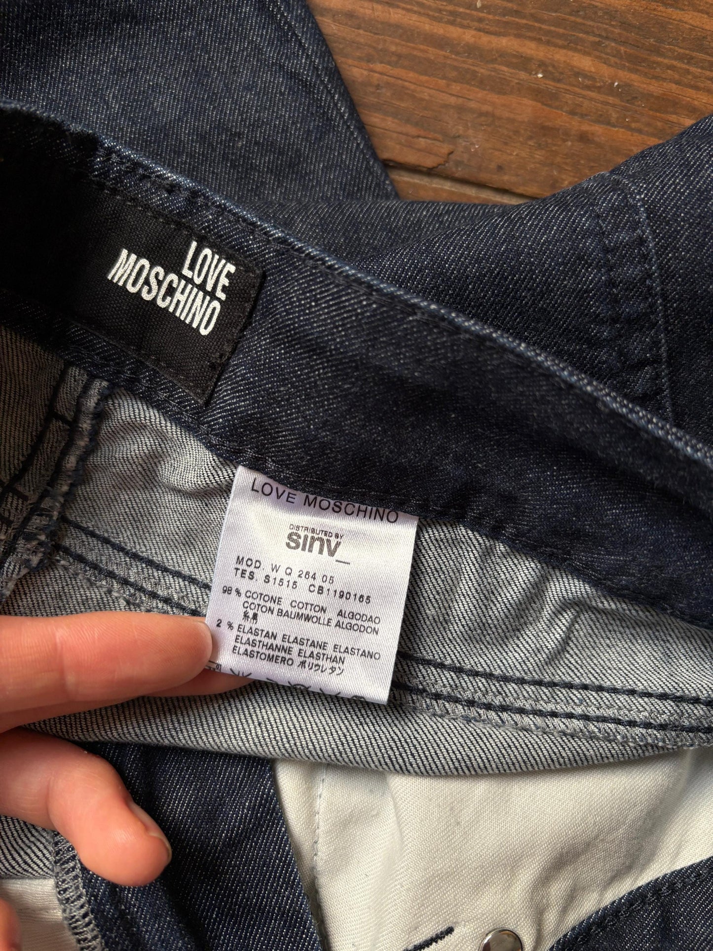 Vintage Love Moschino jeans, Low waisted fit skinny denim pants, Y2k Britney Spears aesthetic, 26, XS - S