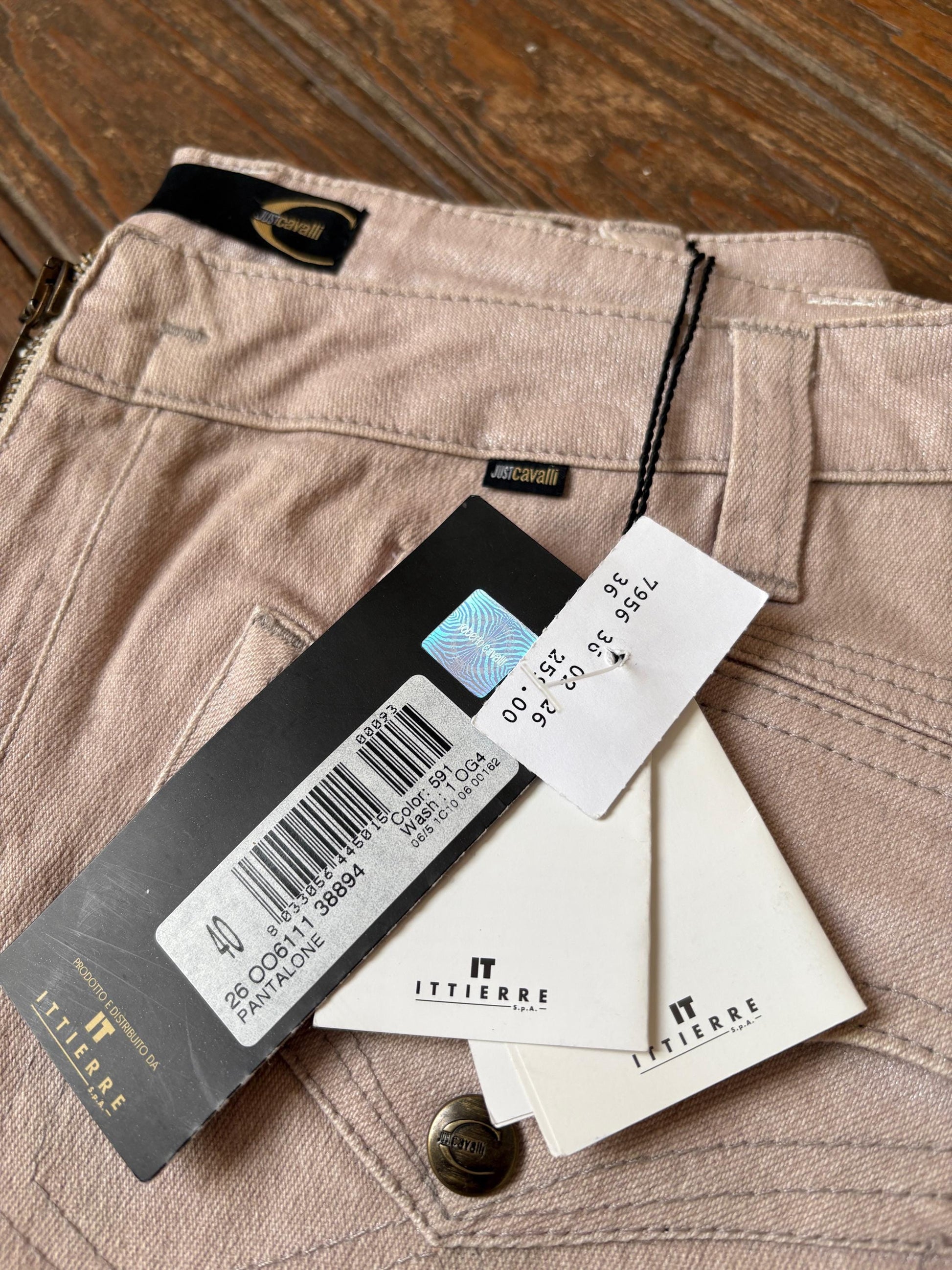 Vintage Just Cavalli low rise jeans, Beige low waist Y2K aesthetic trousers, Sexy straight leg denim pants, S