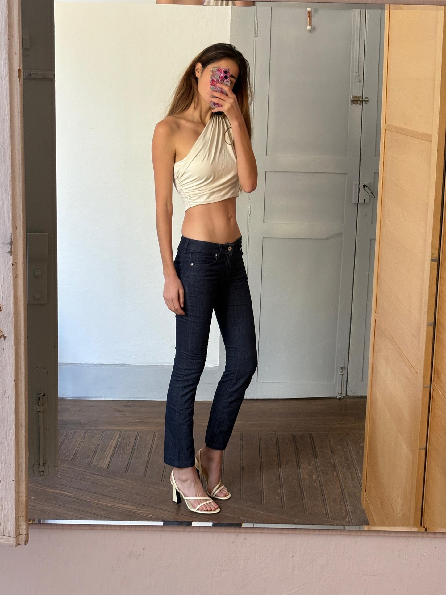 Vintage Love Moschino jeans, Low waisted fit skinny denim pants, Y2k Britney Spears aesthetic, 26, XS - S