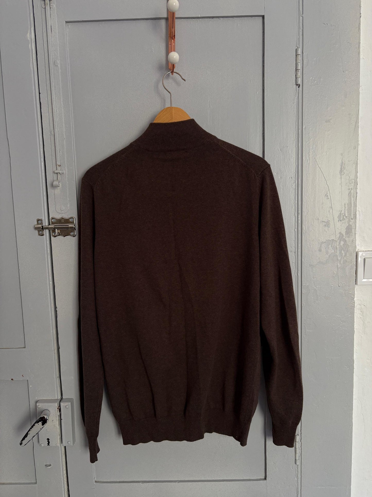 Chocolate brown vintage cotton - cashmere Massimo Dutti Luxe cardigan - Long sleeved vest, Super soft winter knit shirt, Designer Jumper, M