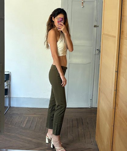 D&G Vintage Y2K Green Skinny Jeans Low Waist Cropped Pants