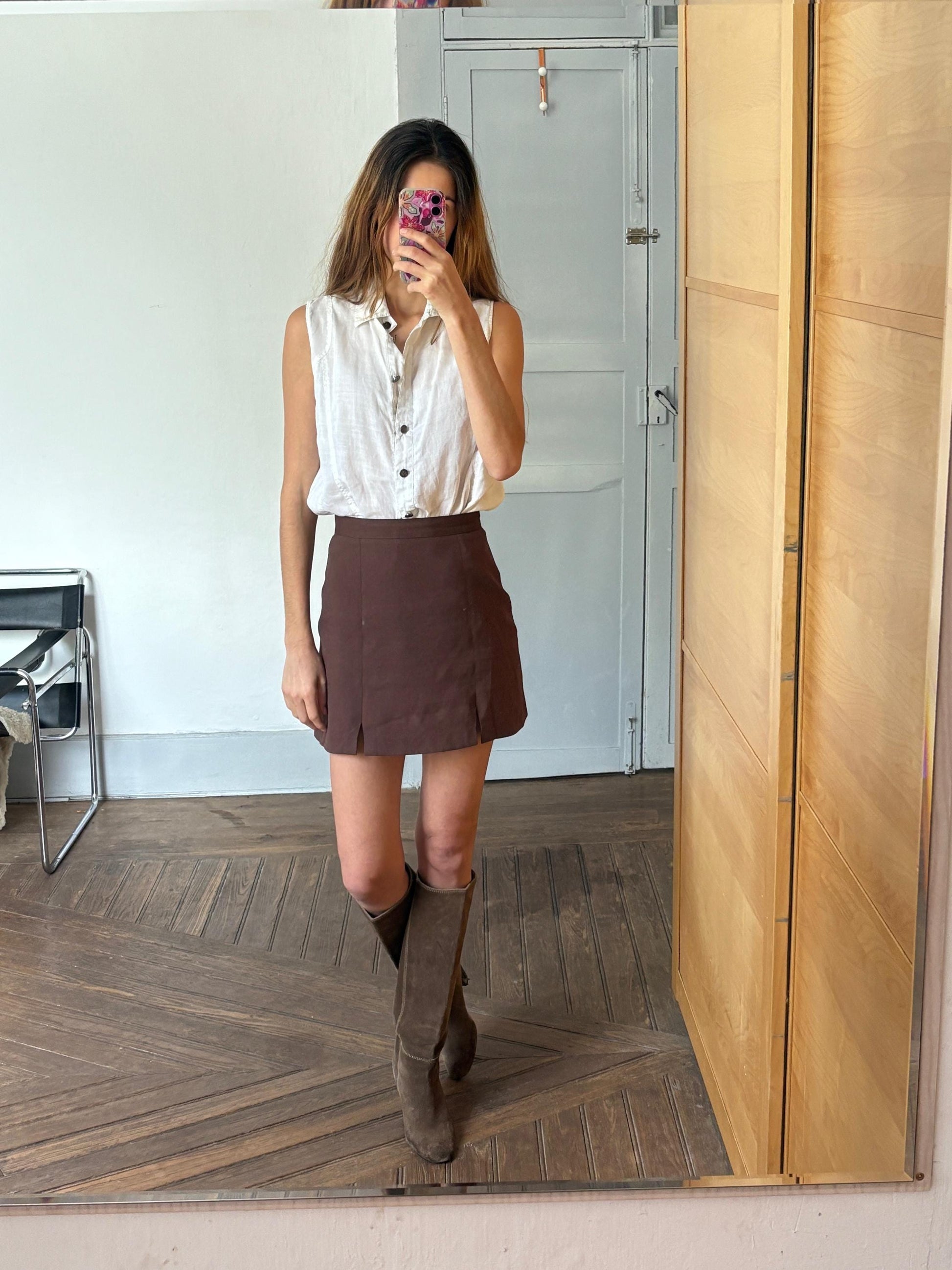 White vintage sleeveless camisole, Collared smart tank top, Elegant Dark Academia sleeveless shirt, S