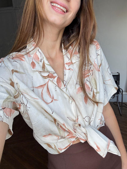 Vintage Floral Print Summer Blouse