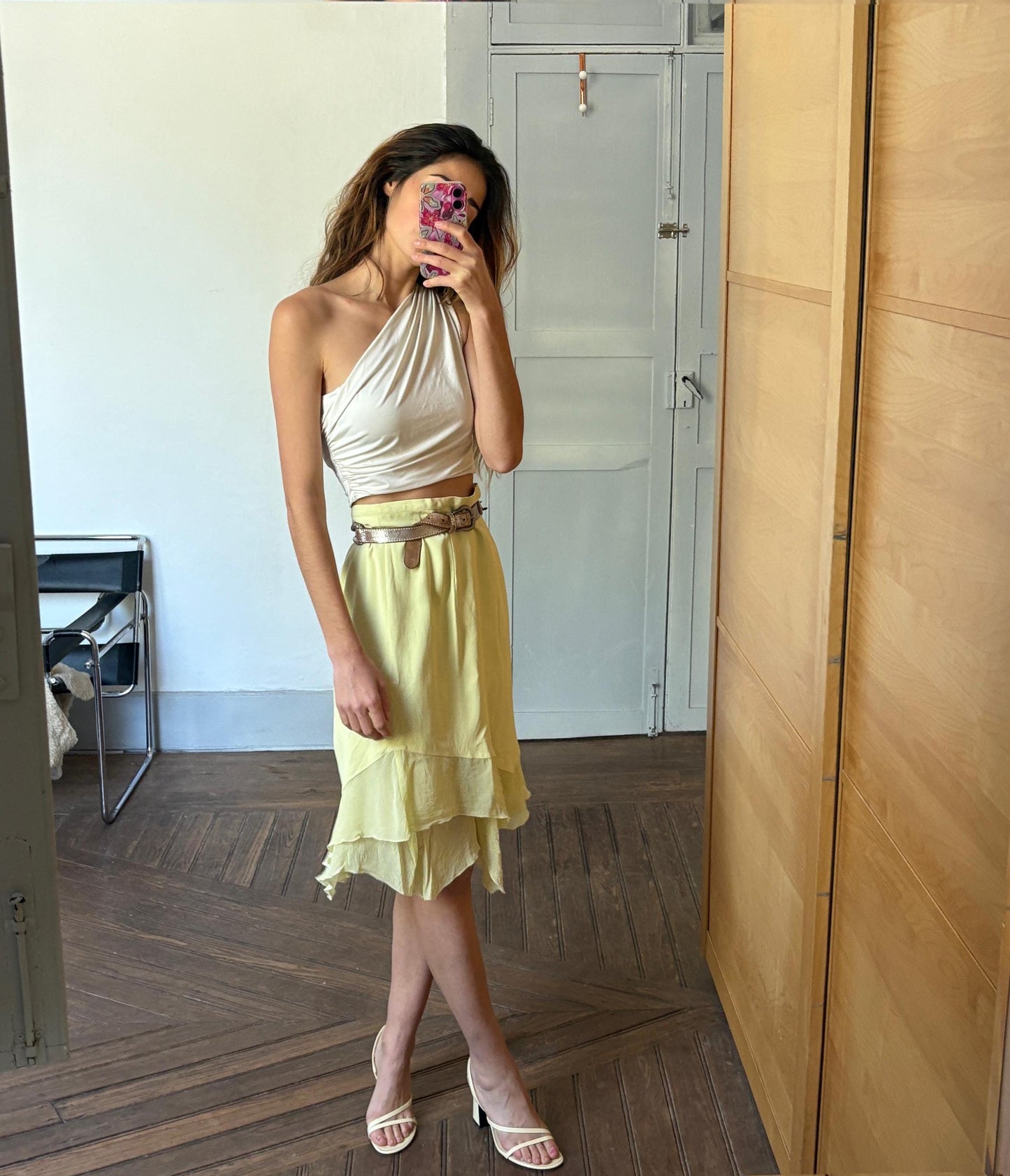 Vintage Marta Palmieri Green Skirt Made in Italy, Plus Size 18 / Dutch 46, High or Low Waist, Flowing Boho Style, Wedding guest skirt, US 18