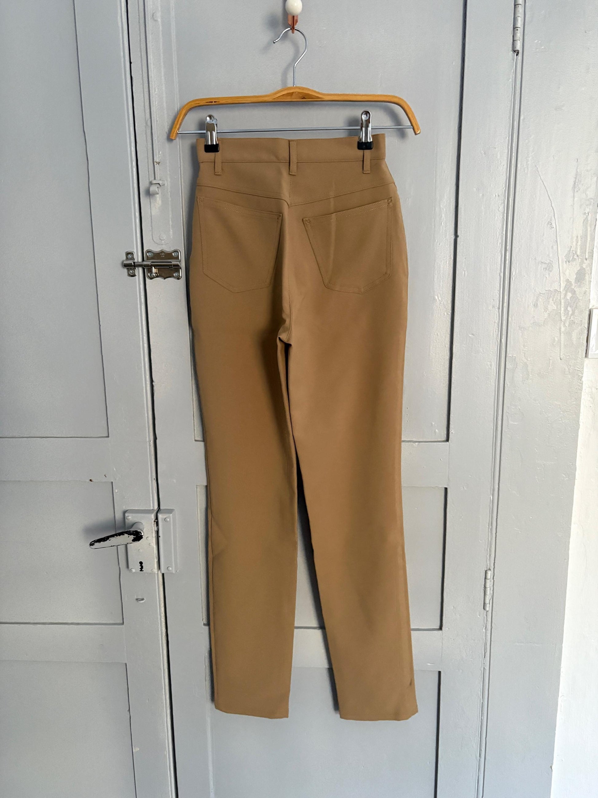 Vintage Sisley skinny pants, Beige High waist trousers, Made in Italy, Size EU 34 - US XXS