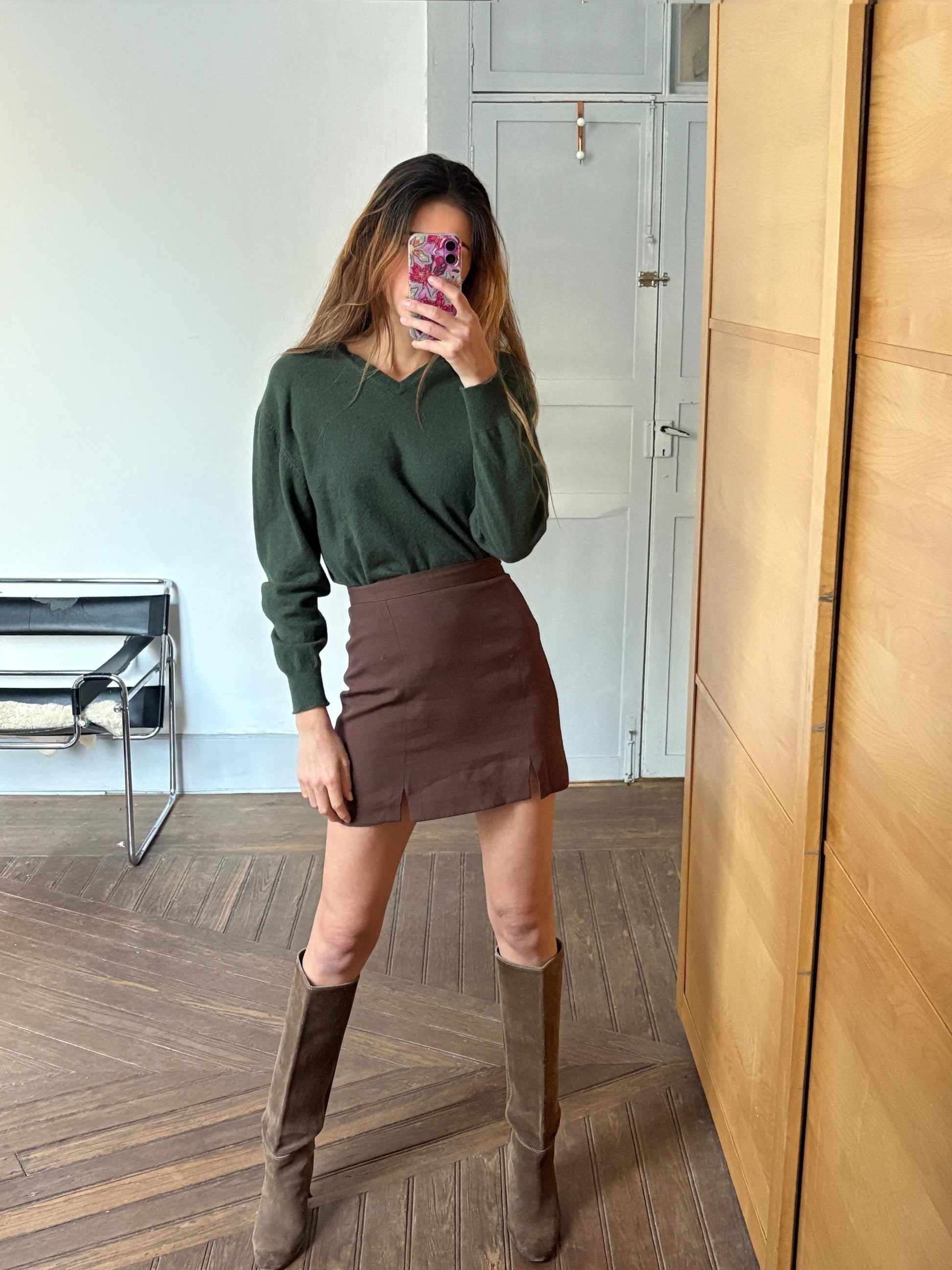 Vintage Cashmere dark green jumper by Emidio Tucci, Designer dark academia sweater, Luxe v-neck winter wear, Super soft knit shirt, Size XL