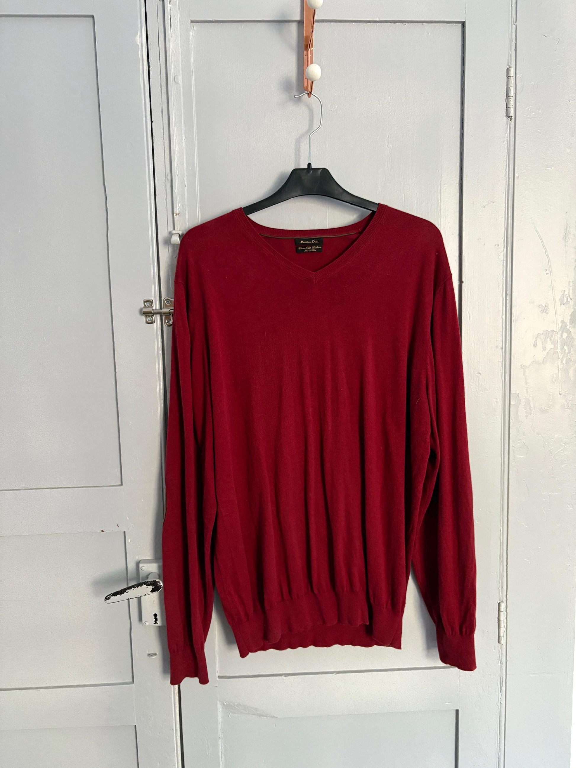 Massimo Dutti Cashmere Silk Blend Jumper – Deep Red Oversized Vintage Pullover (XL-XXL)