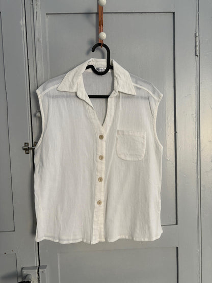 Vintage White Cotton Camisole Shirt — additional view 6