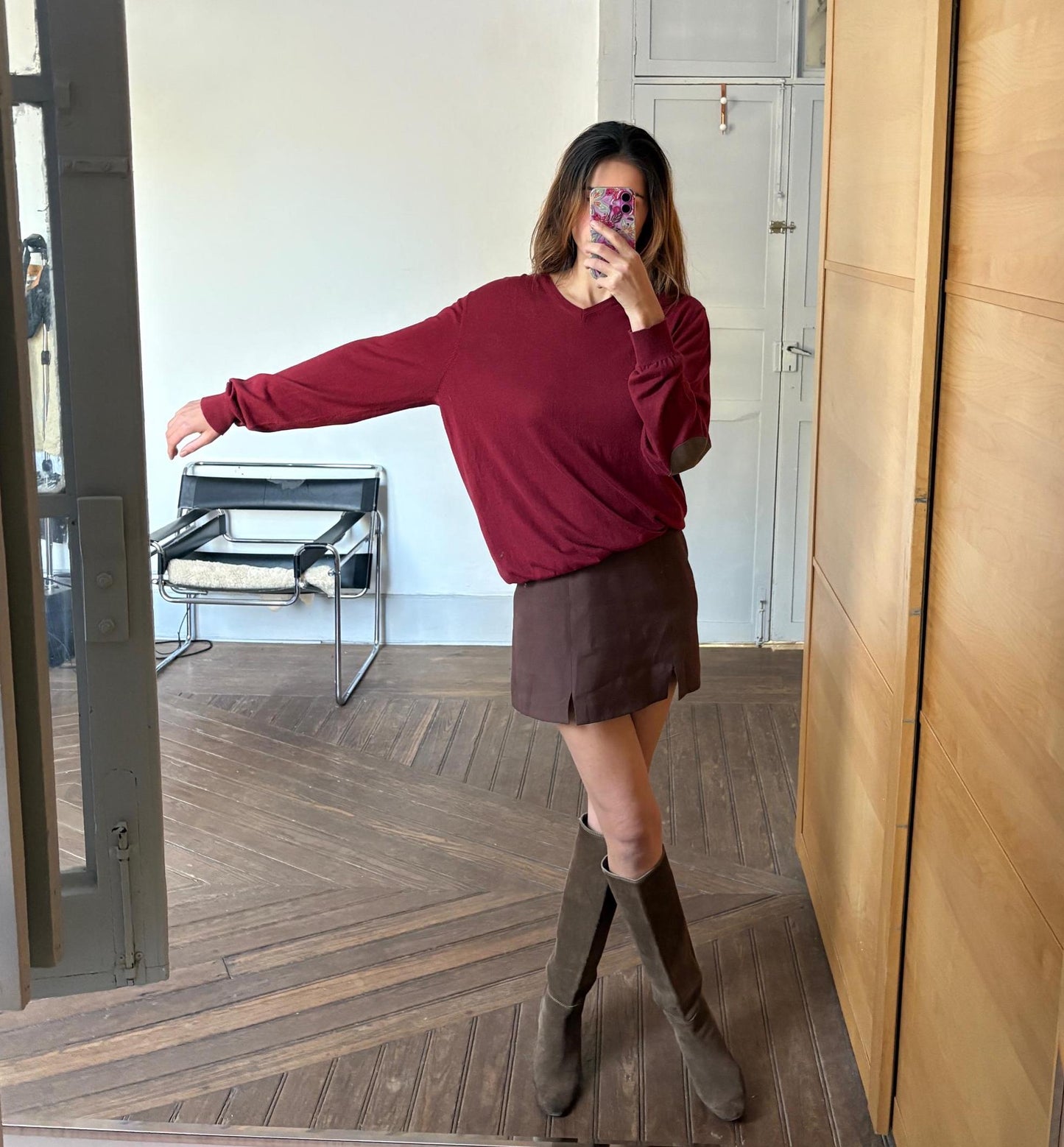 Massimo Dutti Cashmere Silk Blend Jumper – Deep Red Oversized Vintage Pullover (XL-XXL)