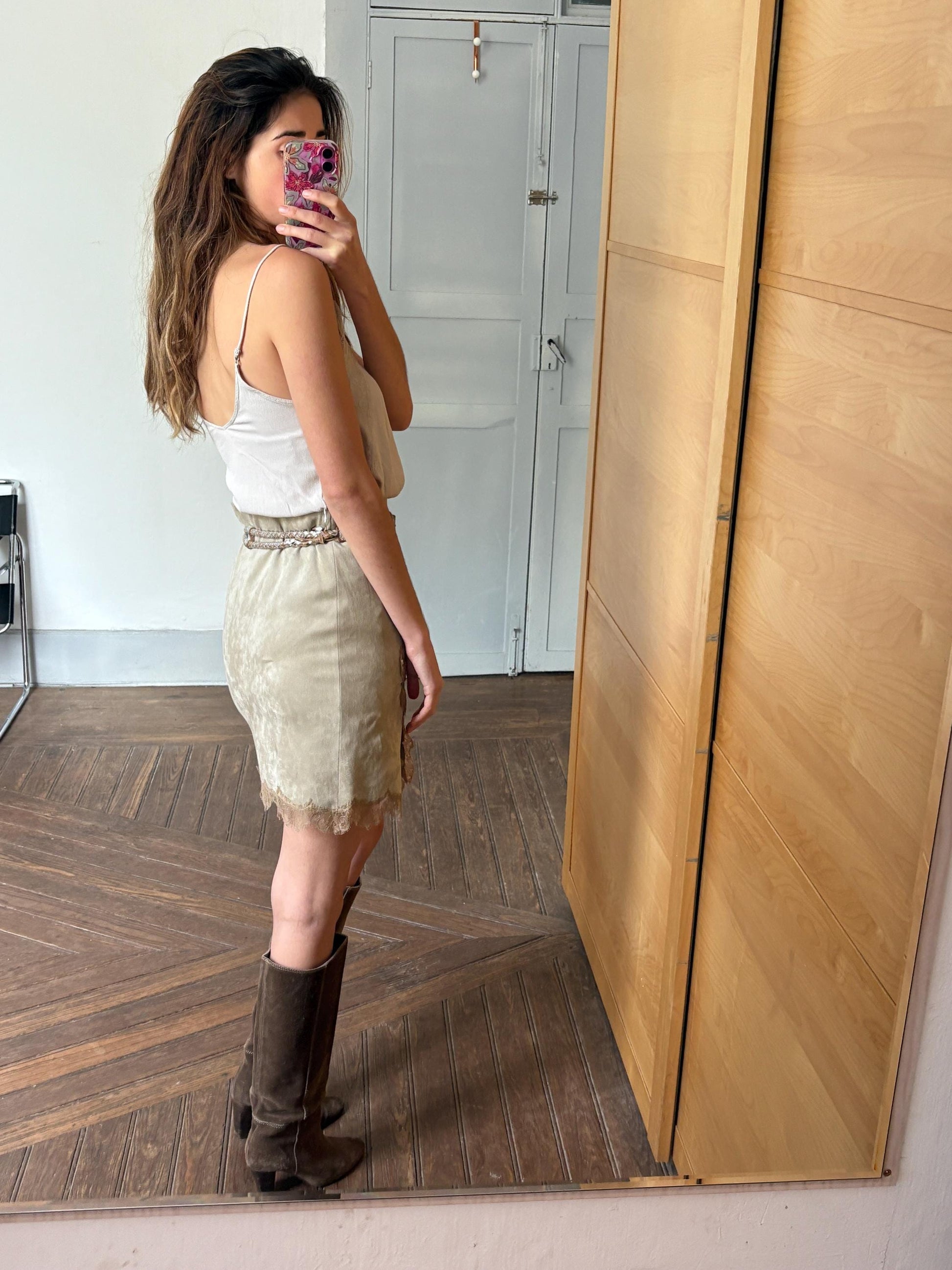 Vintage Marc Cain Lace-Trimmed Mini Skirt – Made in Italy