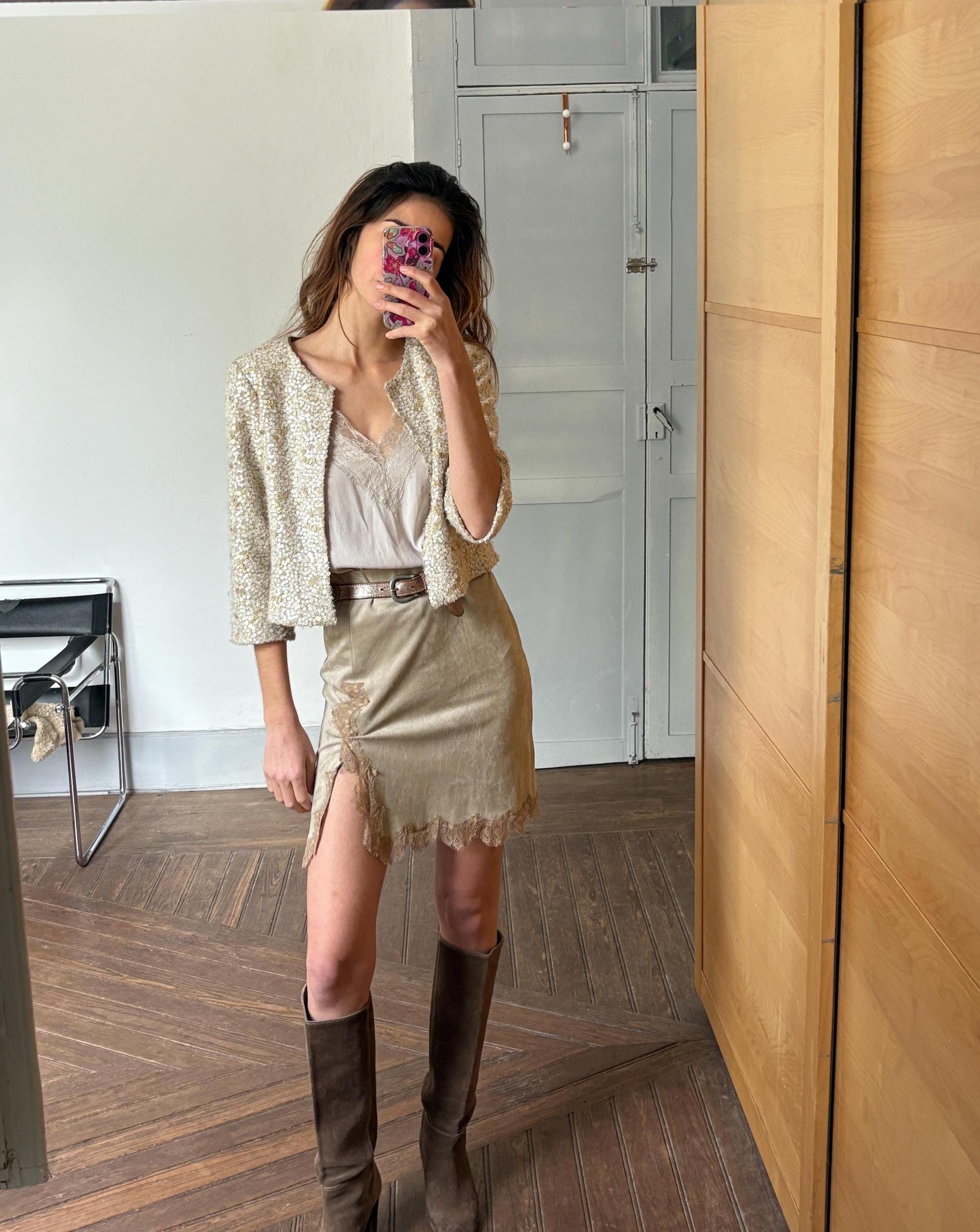 Vintage Marc Cain Lace-Trimmed Mini Skirt – Made in Italy