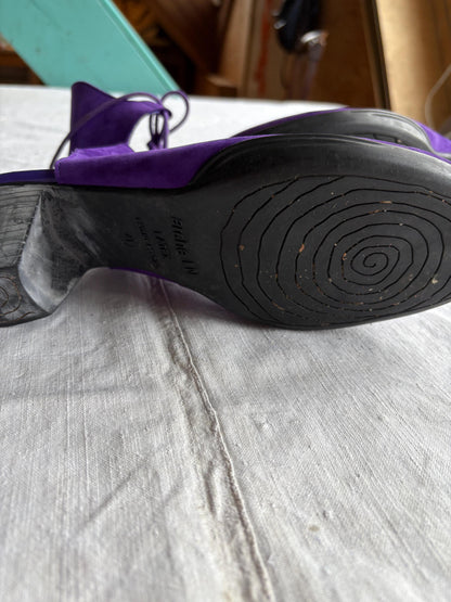 Purple Suede Open Work Summer Sandals — additional view 6