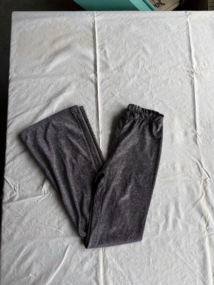 High Waist Silver Glitter Flared Pants — back view