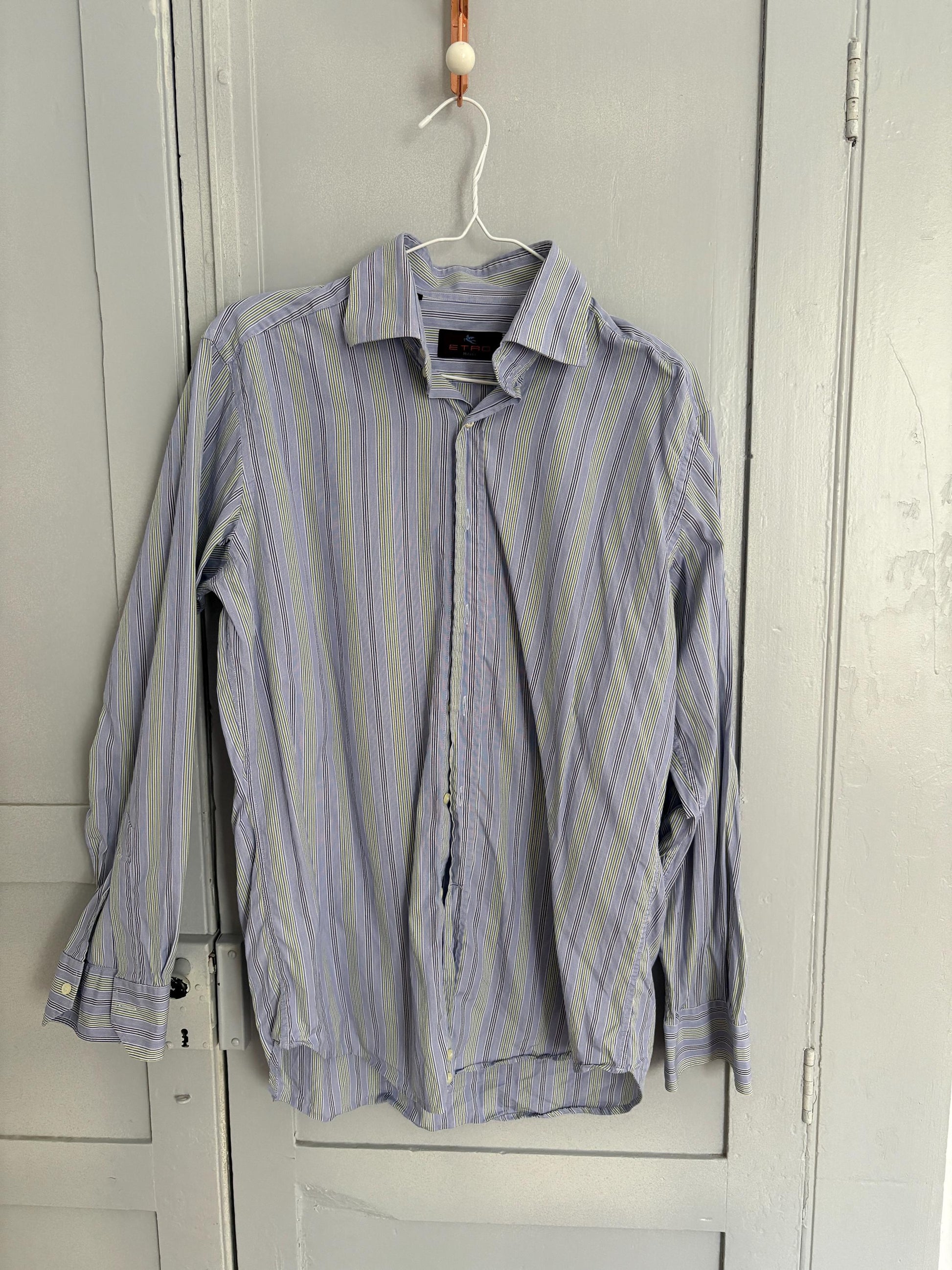 Vintage ETRO Milano Striped Button-Up – Genderless Italian Core
