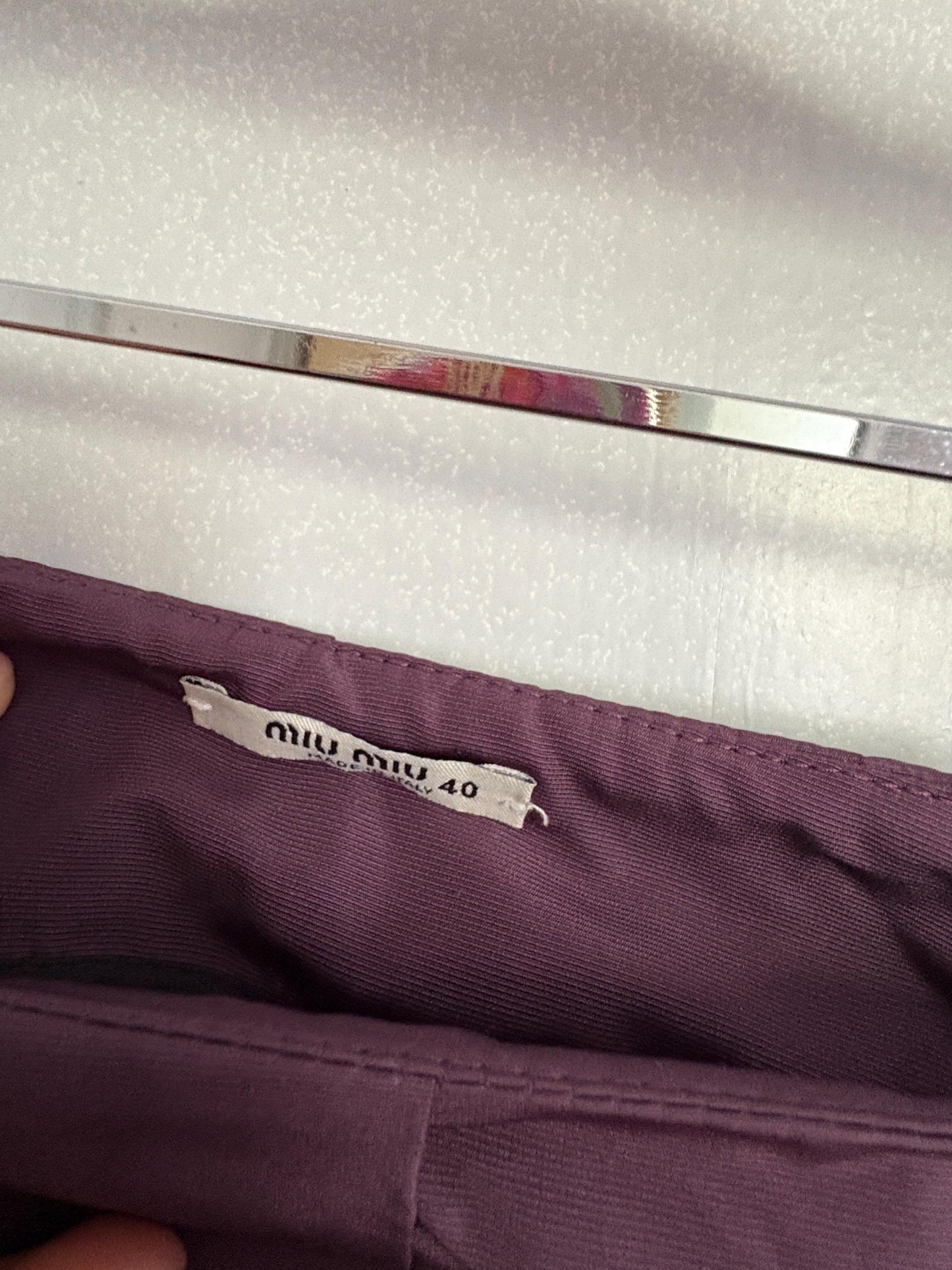 Vintage Miu Miu Purple Pleated Mini Skirt, Made in Italy Designer School Girl Skirt, Stylish Retro Aesthetic Cotton Blend 37cm Waist