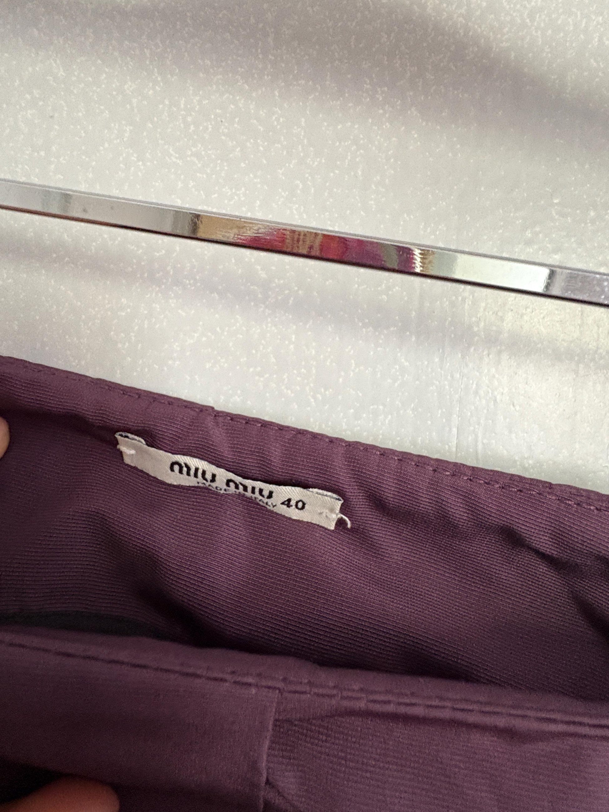 Vintage Miu Miu Purple Pleated Mini Skirt, Made in Italy Designer School Girl Skirt, Stylish Retro Aesthetic Cotton Blend 37cm Waist